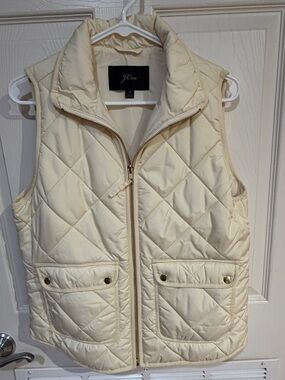 J. Crew Ivory Quilted Puffer Vest